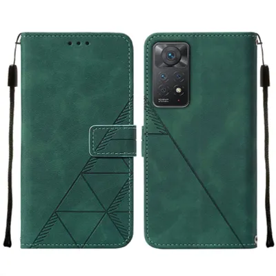 Obrázek produktu pro Flipové kožené pouzdro pro Xiaomi Redmi Note 11 Pro 5G / 4G peněženkový design pouzdro s embosováním, držákem karet a stojánkem zelené