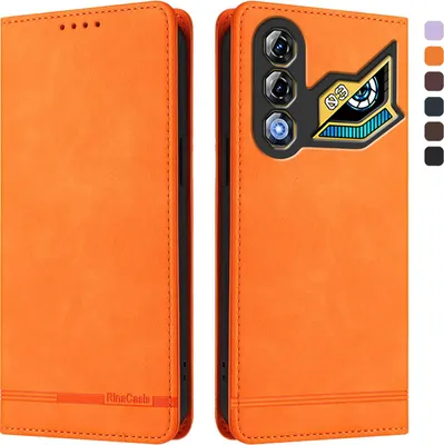 Image de Etui pour ZTE nubia Neo 3 GT, étui rétro en cuirPolyuréthaneavec support et fentes pour cartes de crédit Orange