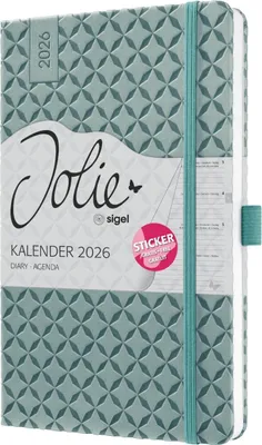 Obrázek produktu pro sigel J6133 sigel knižní kalendář Jolie 2026, Imitace kůže, A5, oceánská modř