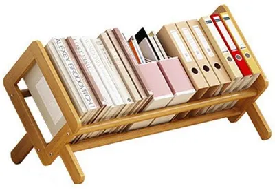 Image de Étagère murale Unyqoos® en bois, design inclinable – étagère compacte pour bureau et espace de travail, offrant un rangement pratique pour livres, magazines et dossiers
