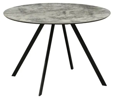 Image de Table de salle à manger SOREN – Aspect pierre et métal – 100 cm – Ronde – Style moderne