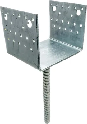Produktbild von BKshop | Pfostenträger | U-Form | 161x125x120mm | Balkenschuh, Bodenhülse, Pfostenschuh für Terrassen und Zäune, Galvanisch Verzinkt, Edelstahl