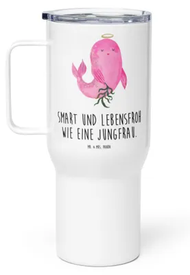 Produktbild von Mr. & Mrs. Panda Thermobecher Sternzeichen Jungfrau - Weiß - Geschenk, Isolierbecher, Jungfer, Geburtstag September, To-Go-Becher, Edelstahl Tasse, thermosbecher