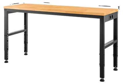 Productafbeelding van Werkbank, in hoogte verstelbaar, met een robuuste werkblad van eikenhout, afmetingen 122x61 cm (48x24 inch), zonder wielen