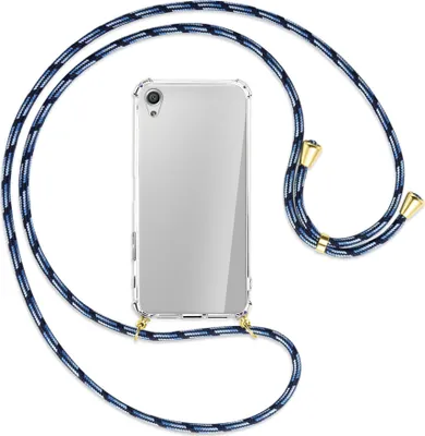 Produktbild von Handykette Backcover-Schutzhülle mit Band (Metall goldfarben) für Sony Xperia X Performance - Blautöne