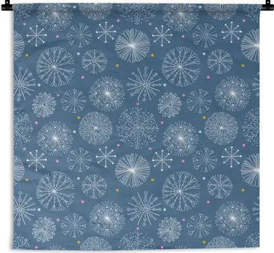Produktbild von MuchoWow® Wandteppich Wandbehang Schneeflocke - Muster - Winter 120x120 cm Tapisserie Dekoration Wandtuch - Modern - Baumwollgewebe