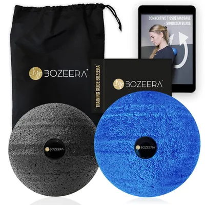 Produktbild von [FASZIENKUGEL 10CM & 8CM] Faszienball Set – Faszienbälle zur Massage von Schulter, Rücken - Massageball 10cm & 8cm - Inkl. Video, Booklet & Tasche
