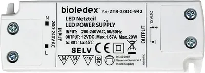 Produktbild von Bioledex 20W 12V DC LED Netzteil Einbau-Trafo AC-DC12V