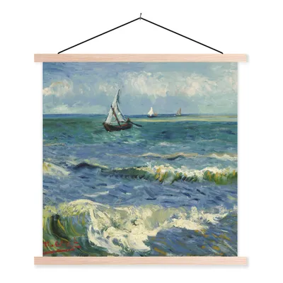 Produktbild von MuchoWow® Textilposter Meereslandschaft bei Les Saintes-Maries-de-la-Mer - Vincent van Gogh 120x120 cm mit holzfarbenen Rahmen - Textil-Poster