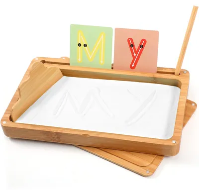 Productafbeelding van Omgoods - Montessori Sandtafel voor Kinderen met 26 Letterkaarten en Accessoires
