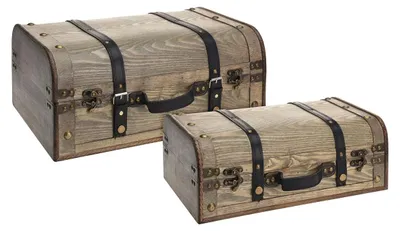 Produktbild von Kisten Dekoration 2er-Set aus Holz in braun Holzkiste Schatztruhen