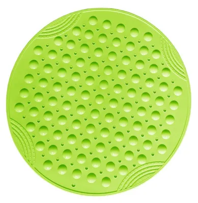 Image de Tapis de douche antidérapant avec ventouses, lavable en machine, rond, de couleur verte