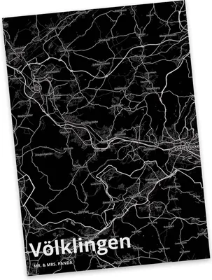 Produktbild von Mr. & Mrs. Panda Grußkarte Völklingen - Geschenk, Ansichtskarten, Postkarten, Postkarte, Stadt, Ansichtskarte, Fotokarte, Dorf Karte Landkarte Map Stadtplan
