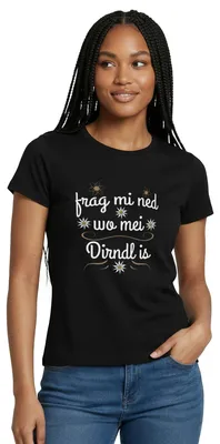 Produktbild von Spreadshirt Frag Mich Nicht Wo Mein Dirndl Ist | Dirndl Ersatz Frauen T-Shirt, L, Schwarz