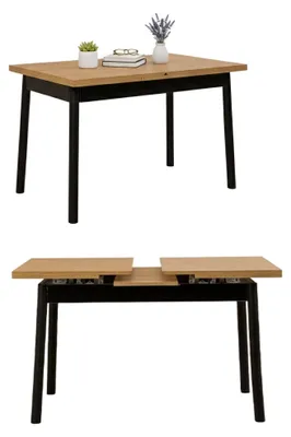 Produktbild von Dmora Ausziehbarer Tisch Rodello 153x75x75h cm Schwarz, ausziehbar für 8 Personen