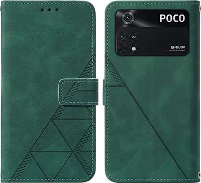Image de Etui en cuir pour Xiaomi Poco M4 Pro 4G étui design avec embossage, porte-cartes et support vert