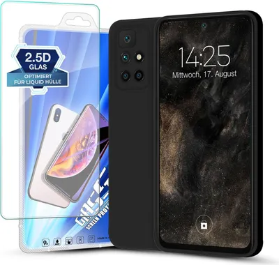 Produktbild von Hülle für Xiaomi Redmi 10 mit 9H Displayglas Displayschutz Case Cover Bumper Silikon Softgrip Schutzhülle Farbe: Schwarz