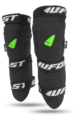 Immagine prodotto di Parafanghini per ginocchia UFO, modello MTB/E-Bike, taglia L/XL, colore nero - Protezioni robuste, anno 2025