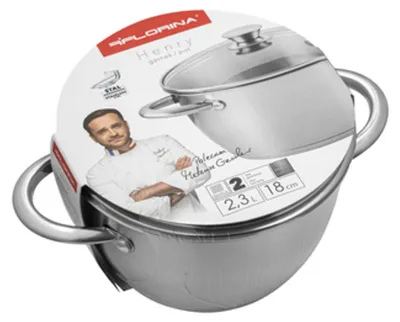 Zdjęcie produktu dla Garnek ze stali nierdzewnej z pokrywą 18 cm 2,3 l