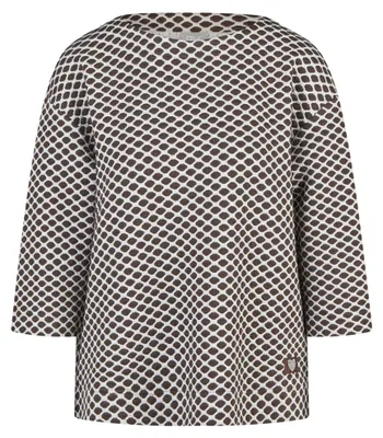 Produktbild von Rabe T-Shirt mit Jacquard-Muster, 3/4-Ärmeln, Rundhals, überschnittener Schulter, Braun, Gr. 44