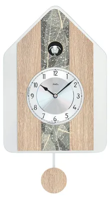 Produktbild von AMS W7499 Kuckucksuhr mit Natur-Baumblatteinlage und Swarovski-Kristallen