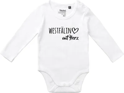 Produktbild von Huuraa Baby Body Westfälin mit Herz 74 White  Baumwolle Fairtrade Langarmbody Geschenkidee