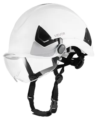 Produktbild von VEVOR Industrieschutzhelm, ANSI/ISEA Z89.1 genehmigter ABS-Harthelm mit Visier und Ohrenschützern, 6-Punkt-Ratschenaufhängung, verstellbarer belüfteter Harthelm für Männer und Frauen, für Outdoor-Bauarbeitskleidung, Mit Brille-a, Ohne Ohrstöpsel
