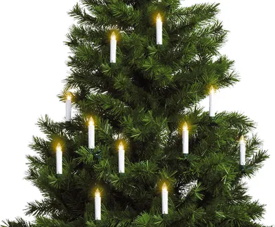 Produktbild von Style home 10er LED Kerzen Lichterkette mit Batterien Timer Fernbedienung warmweiss wasserdichte Weihnachtskerzen Fenster Beleuchtung inkl. Halter Set fuer Weihnachtsbaum Party Geburtstags