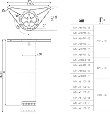 Produktbild von GTV NM-A60820-05 Tischbeine und Gestelle, Aluminium