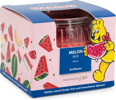 Produktbild von Haribo™ Duftkerze 85g, HxD: 6,5 x 8 cm, Kerze im Glas, Paraffinwachs, Geschenkidee, im Geschenkkarton, rot
