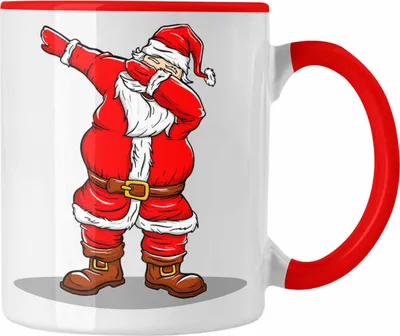 Produktbild von Trendation - Weihnachten Tasse Weihnachtsmann für Kinder Weihnachtstasse Lustig Geschenk Jungs Jungen Mädchen Cute Lebkuchen Grafik Becher (Rot)