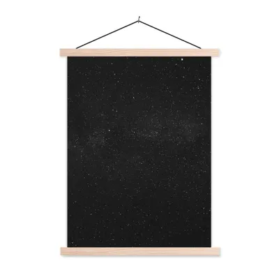 Produktbild von MuchoWow® Textilposter Sternenhimmel - Schwarz - Weiß - Himmel 40x53 cm mit holzfarbenen Rahmen - Schlafzimmer