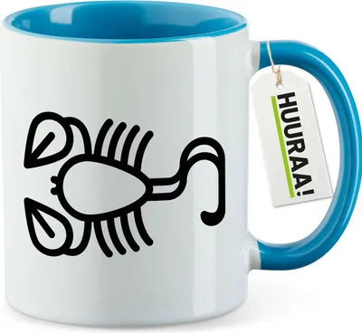Produktbild von Huuraa Kaffeetasse Skorpion Sternzeichen Symbol 330ml Blau Keramik Kaffeebecher Geschenkidee