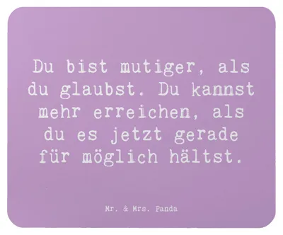 Produktbild von Mr. & Mrs. Panda Mouse Pad Spruch Mut und Tapferkeit - Lavendeltraum - Geschenk, Zitat, Mauspad, Bewunderung, Glauben an sich selbst, mousematte, Stimmung, Gefühl