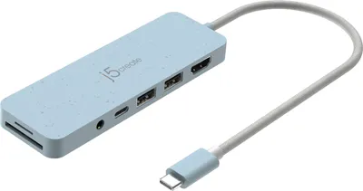 Obrázok produktu pre j5create JCD373EC-N, USB Typ-C, 3.5mm, HDMI, USB 3.2 Gen 1 (3.1 Gen 1) Type-A, USB Typ-C, Microsd (transflash), SD, 5000 Mbit/s, Azúrová, 100 W