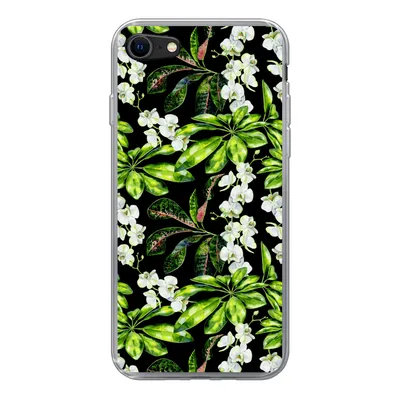 Produktbild von MuchoWow® Handyhülle Schutzhülle Hülle für iPhone 7 Blatt - Orchidee - Muster Silikon Softcase Handy Hülle - Kartenhalter