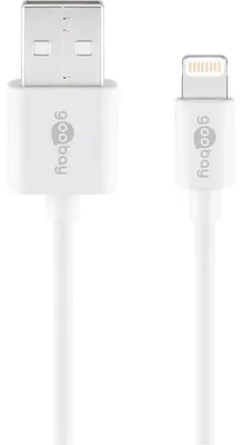 Image de Goobay 54600 Câble de charge et de synchronisation Lightning USB, 1 m, blanc - Câble MFi pour Apple iPhone/iPad blanc