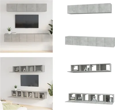 Produktbild von vidaXL 5 tlg. TV Schrank Set Betongrau Holzwerkstoff - TV-Schrank-Set - TV-Schrank-Sets - TV-Schrank - TV-Ständer