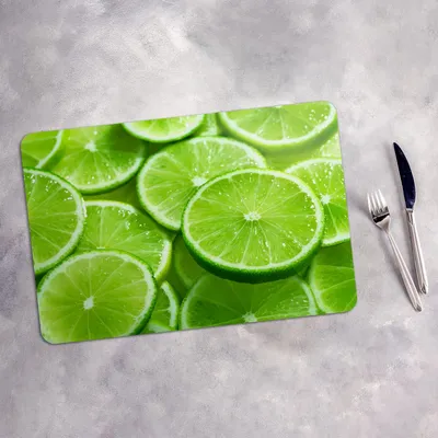 Produktbild von Tischset 6x45x30 cm Platzset Tischmatte Platzmatte Untersetzer - Scheiben von grüner Limette