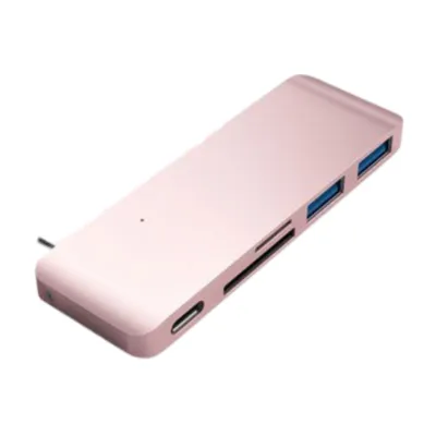 Produktbild von Satechi, Typ-C-Hub mit 2 USB 3.0-Anschlüssen und 2 SD-/Micro-SD-Kartenlesern, Rosa