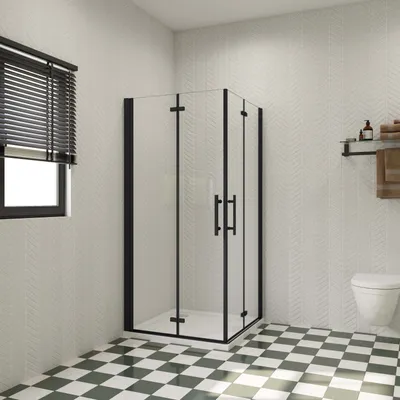 Produktbild von B:120xT:90xH:185cm Schwarz Nischentür Drehtür Falttür Schwenktür Duschwand Duschabtrennung Duschkabine