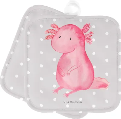 Produktbild von Mr. & Mrs. Panda Topflappen Axolotl Niedlich - Grau Pastell - Geschenk, Weisheit, Topfuntersetzer, Set, Freundin, Kochlappen, Liebe, Lebensweisheit, topfhalter, Fröhlich