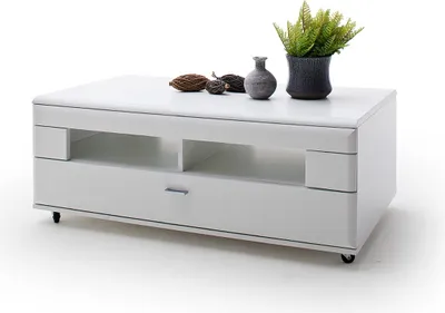 Produktbild von Amora Couchtisch rollbar mit 1 Schubkasten und 2 offenen Fächern