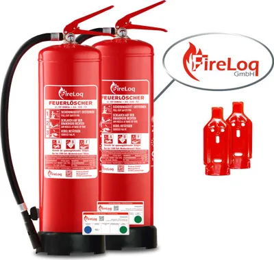 Produktbild von FireLoq 2x 6L Fettbrand Feuerlöscher für Brandklasse ABF mit 34A | 233B 75F ergibt 10LE Dauerdruck inkl. Prüfnachweis,Wandhalter und Manometer