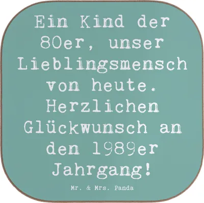 Produktbild von Mr. & Mrs. Panda Tassen Untersetzer Spruch 1989 Geburtstag - Meeresbrise - Geschenk, Tassenuntersetzer, Tischuntersetzer, Geburtstagsgeschenk, gläseruntersetzer, Jahrgang