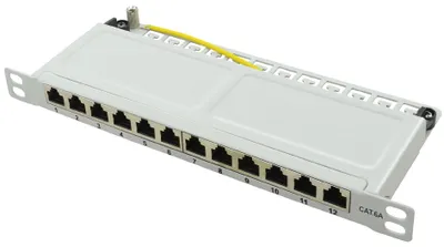 Image de LogiLink 10" Panneau de brassage encastrable CAT 6A STP 12 ports 0,5 U gris (boîte pliante de 1)