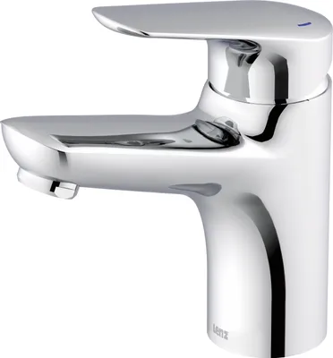 A studio shot of a chrome faucet against a white background.