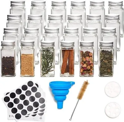 Immagine prodotto di Set di contenitori per spezie Famanu da 120 ml - Pratico organizer per spezie con coperchio in alluminio