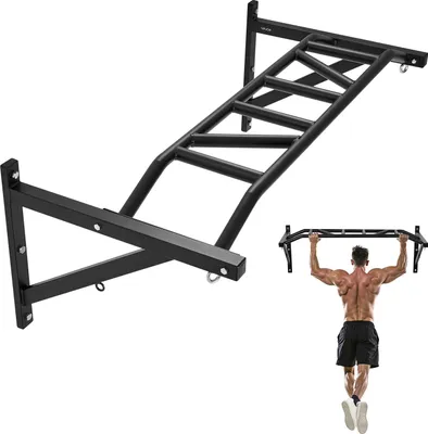 Obrázek produktu pro Posilovací tyč VEVOR k montáži na stěnu, šířka 127 cm, multifunkční posilovací tyč na horní část těla z oceli se závěsy, posilovací stanice na posilování (nosnost 200 kg), fitness studio