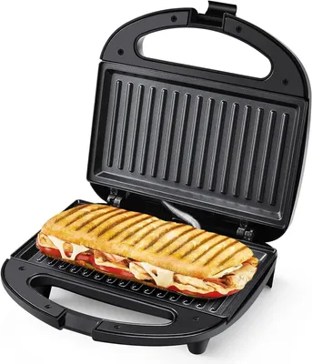 Produktbild von YASHE Sandwichmaker ABS07A-G, 750 W, Antihaft, Temperaturautomatik, Schwarz